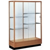 Wooden framed empty display case on a white background