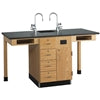 Diversified Woodcraft science workstation with two sink heads on a white background