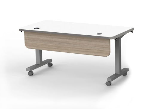 Marco Cue Height-Adjustable Teacher Desk with Mobile Podium - Pneumatic Sit-Stand Workstation Dry Erase 48"W x 30"D x 28"-42"H (MAR-371713-D)