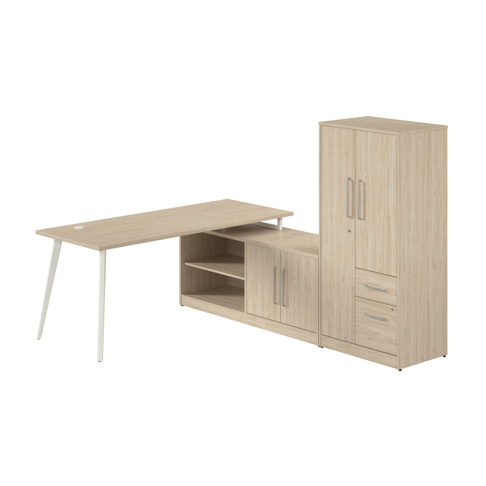 Bush Furniture Vista 72"W L-Shaped Desk with Low Storage Cabinet & Wardrobe (VST009X)