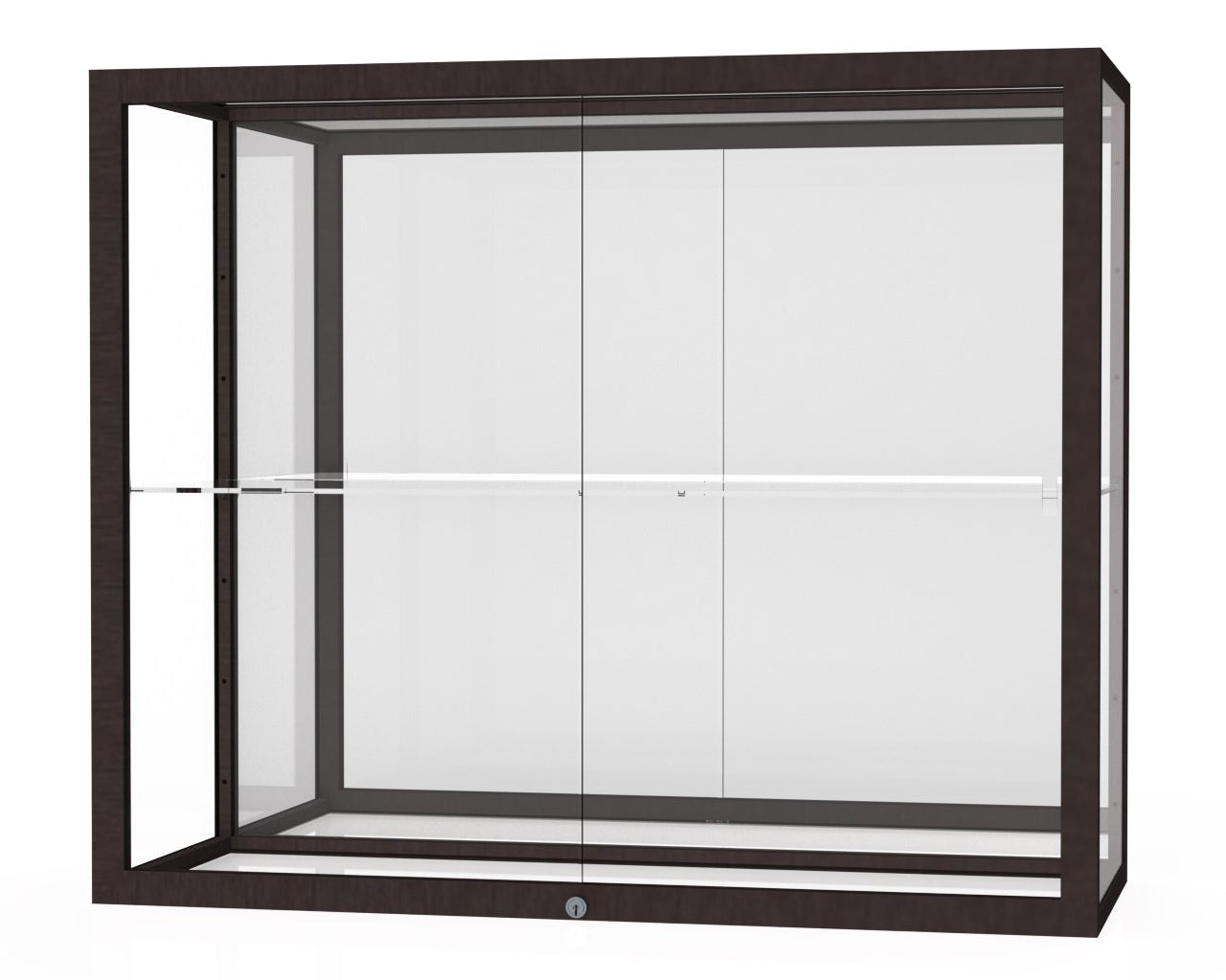 Ghent Champion Wall-Mounted Display Case, Mirror Back, Aluminum Frame, 1 Shelf, 36"H x 30"W x 14"D