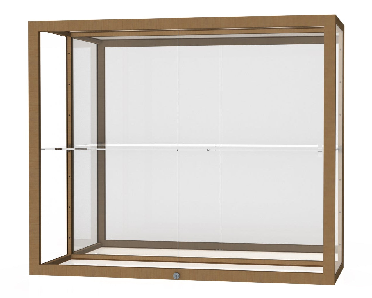 Ghent Champion Wall-Mounted Display Case, Mirror Back, Aluminum Frame, 1 Shelf, 36"H x 30"W x 14"D