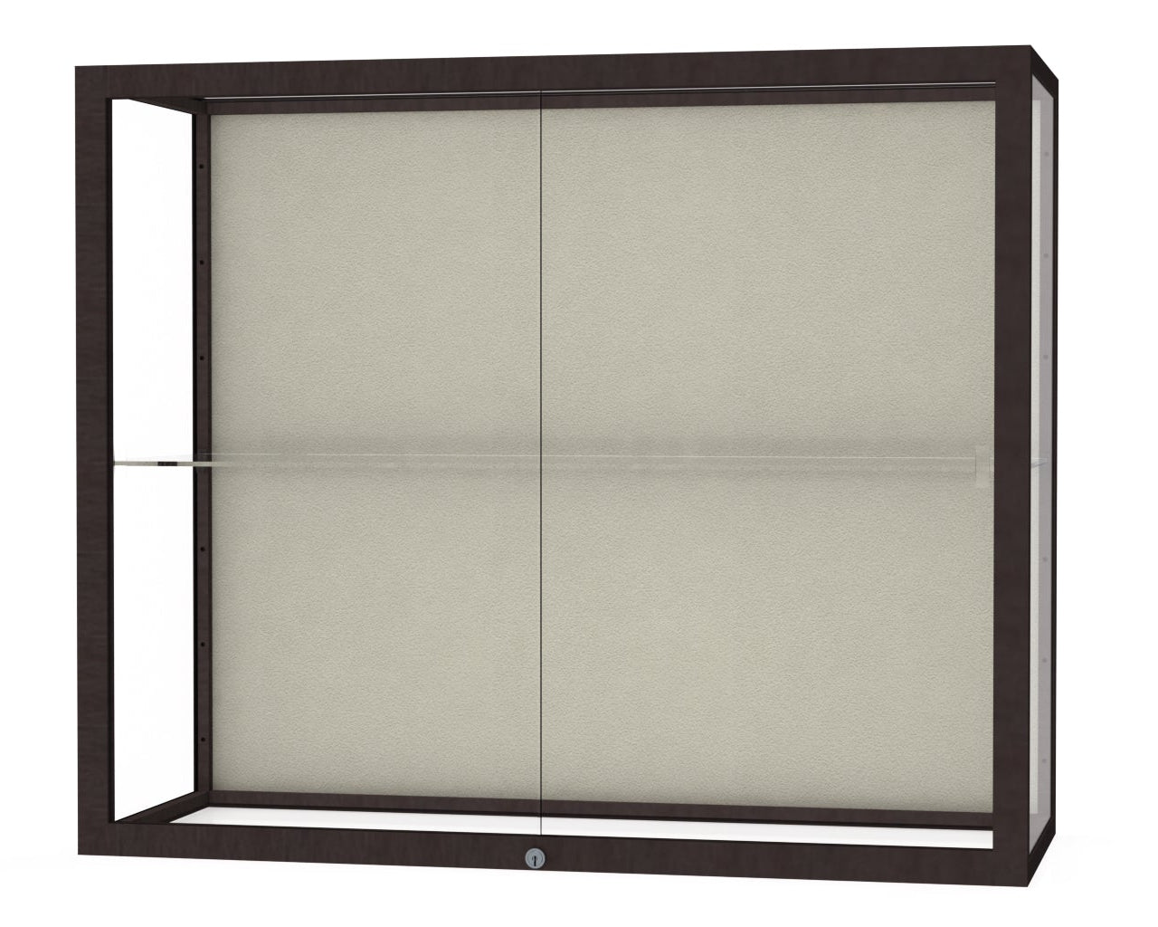 Ghent Champion Wall-Mounted Display Case, Plaque Fabric Back, Aluminum Frame, 1 Shelf, 36"H x 30"W x 14"D