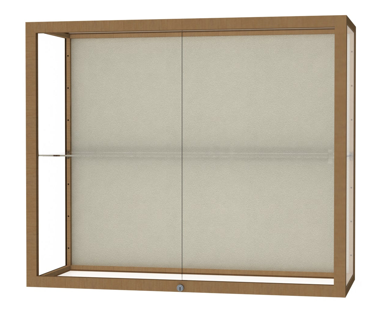 Ghent Champion Wall-Mounted Display Case, Plaque Fabric Back, Aluminum Frame, 1 Shelf, 36"H x 30"W x 14"D
