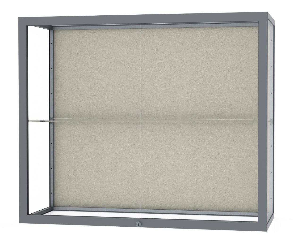 Ghent Champion Wall-Mounted Display Case, Plaque Fabric Back, Aluminum Frame, 1 Shelf, 36"H x 30"W x 14"D