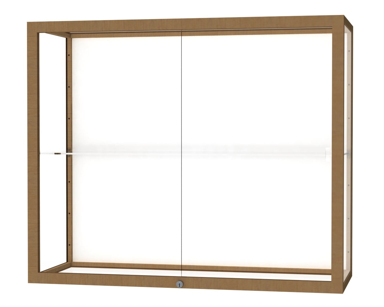 Ghent Champion Wall-Mounted Display Case, White Laminate Back, Aluminum Frame, 1 Shelf, 36"H x 30"W x 14"D
