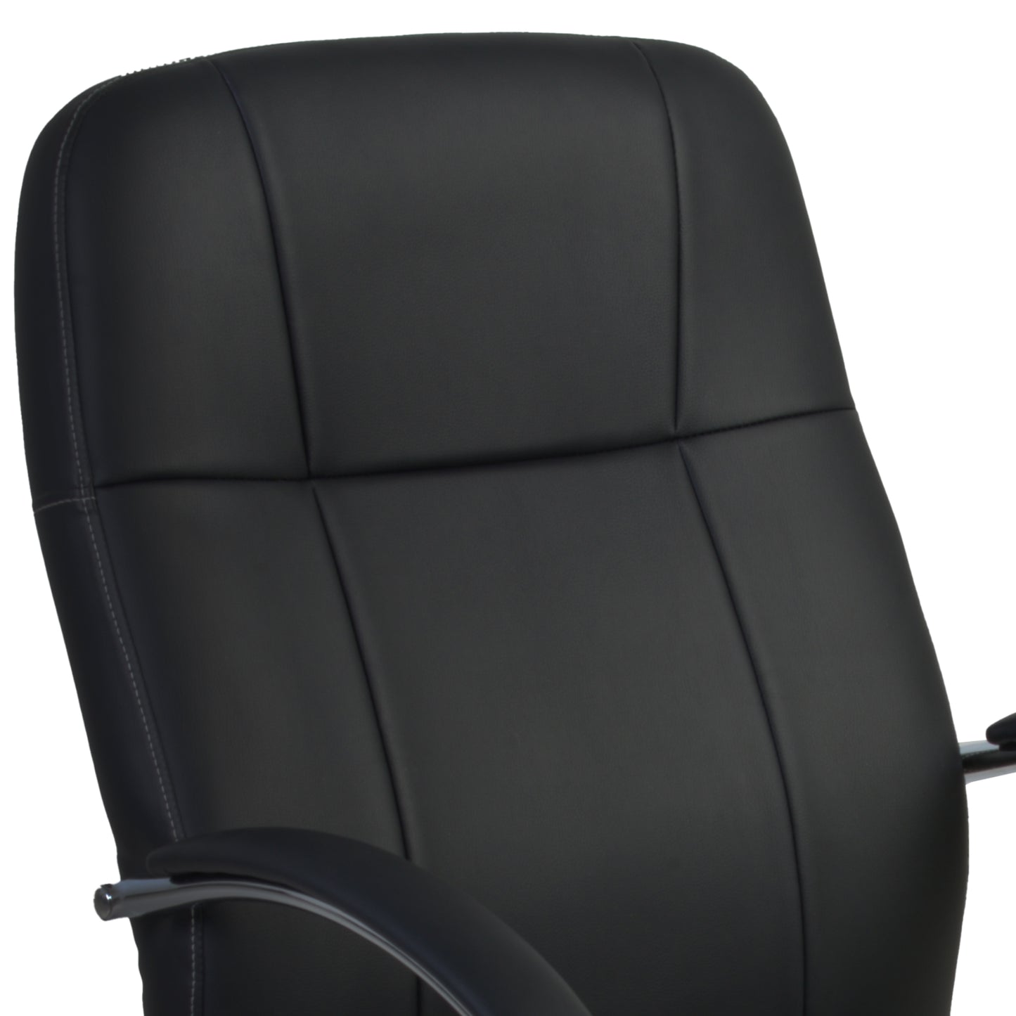 Regency Cielo High-Back Leatherette Executive Chair with Chrome Accents and Ergonomic Tilt Control 18.75-22.75"H (REG-3010BK)
