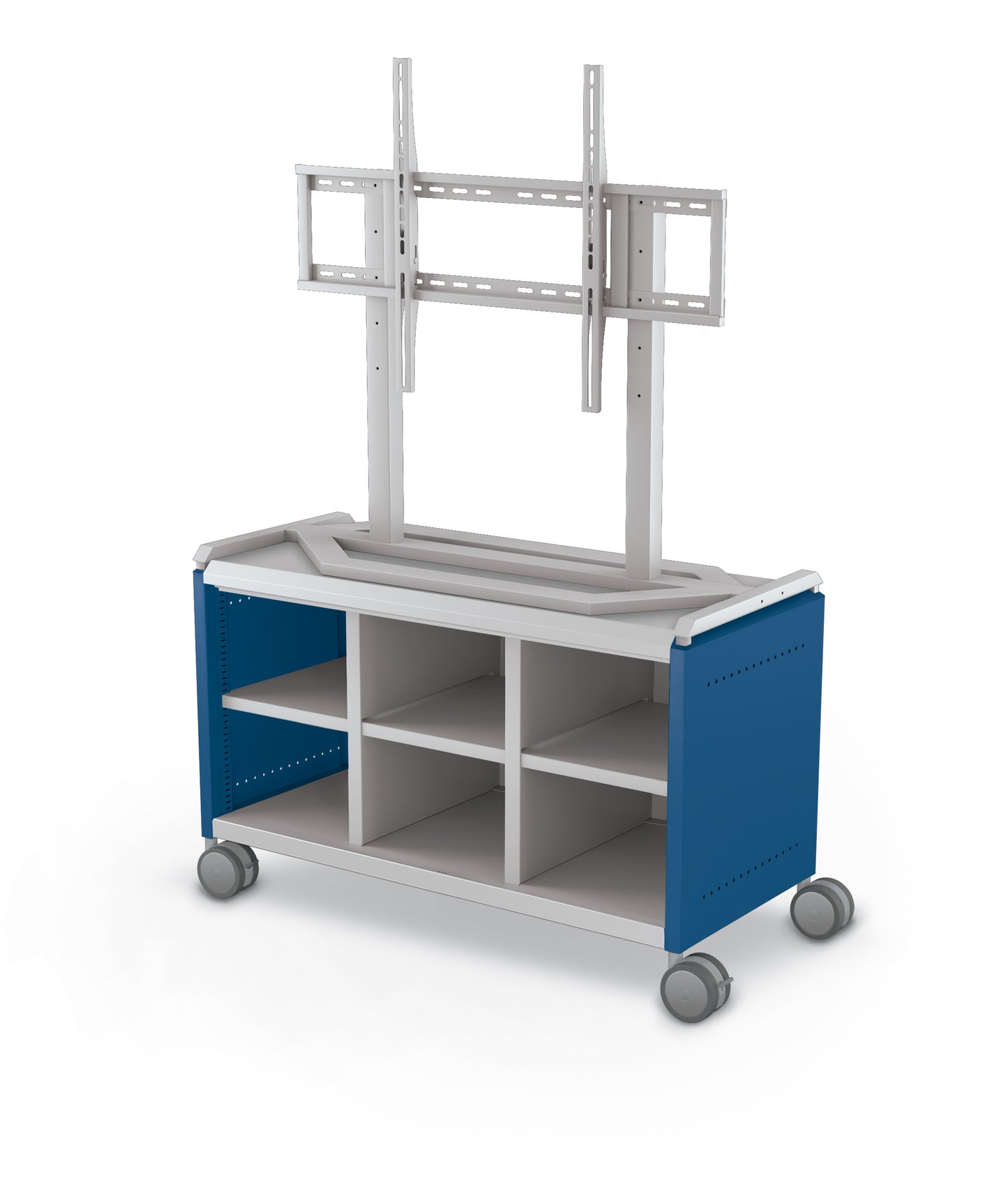Mooreco Compass Cabinet Maxi H1 Standard Back and Side Panels, No Doors with Cubbies, Casters and TV Mount (MOR-A3A1X1E1A0)