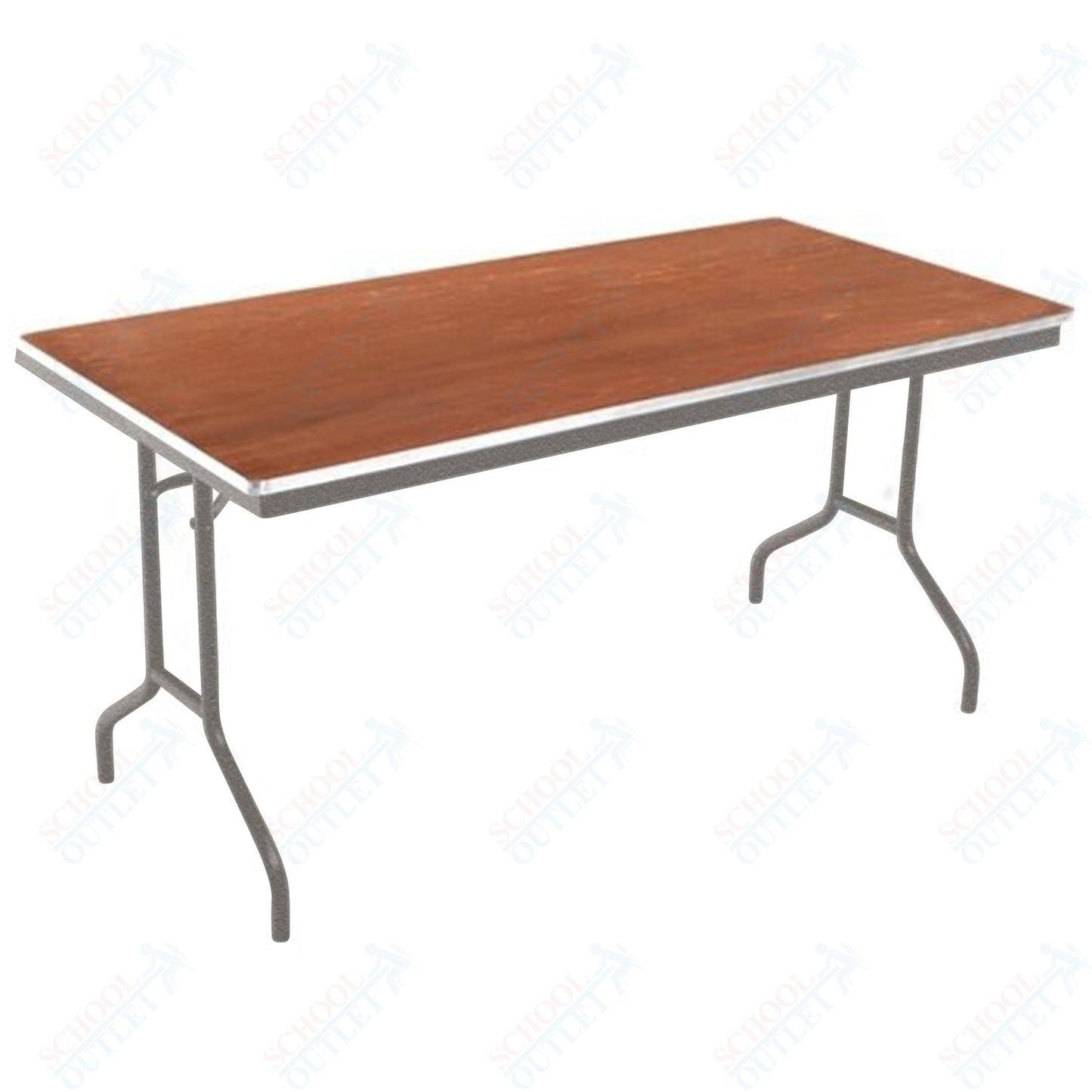 AmTab Folding Table - Plywood Stained and Sealed - Aluminum Edge - 18"W x 60"L x 29"H (AmTab AMT-185PA)