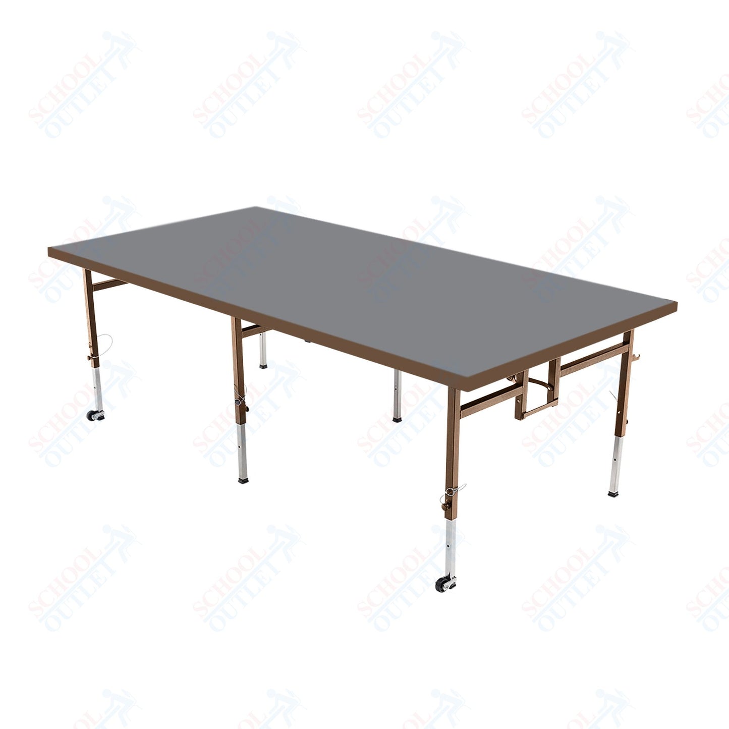AmTab Adjustable Height Stage - Polypropylene Top - 48"W x 96"L x Adjustable 16" to 24"H (AmTab AMT-STA4816P)