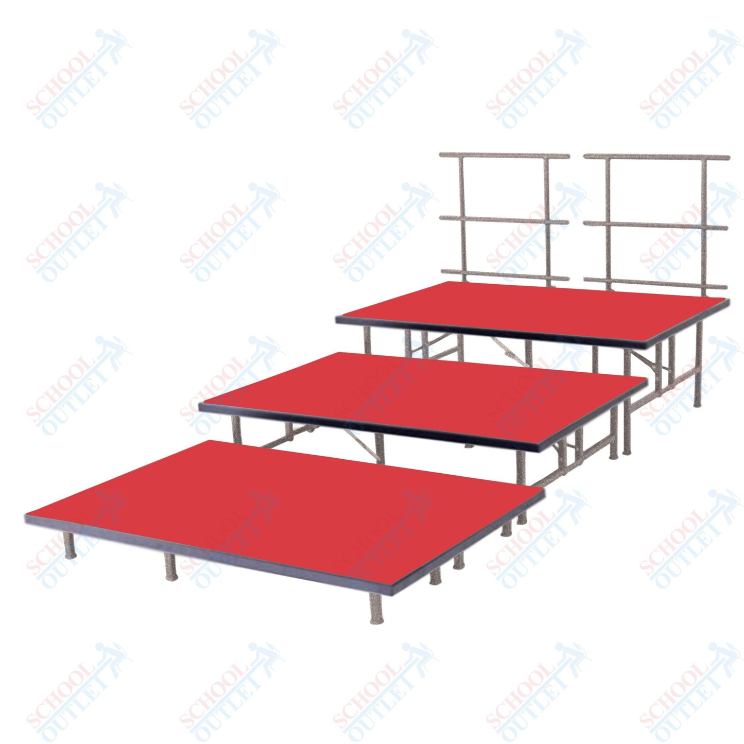 AmTab Fixed Height Riser Set - Carpet Top - 3 Levels - 9'L x 6'W x 24"H (108"L x 72"W x 24"H)  (AmTab AMT-STC363C)