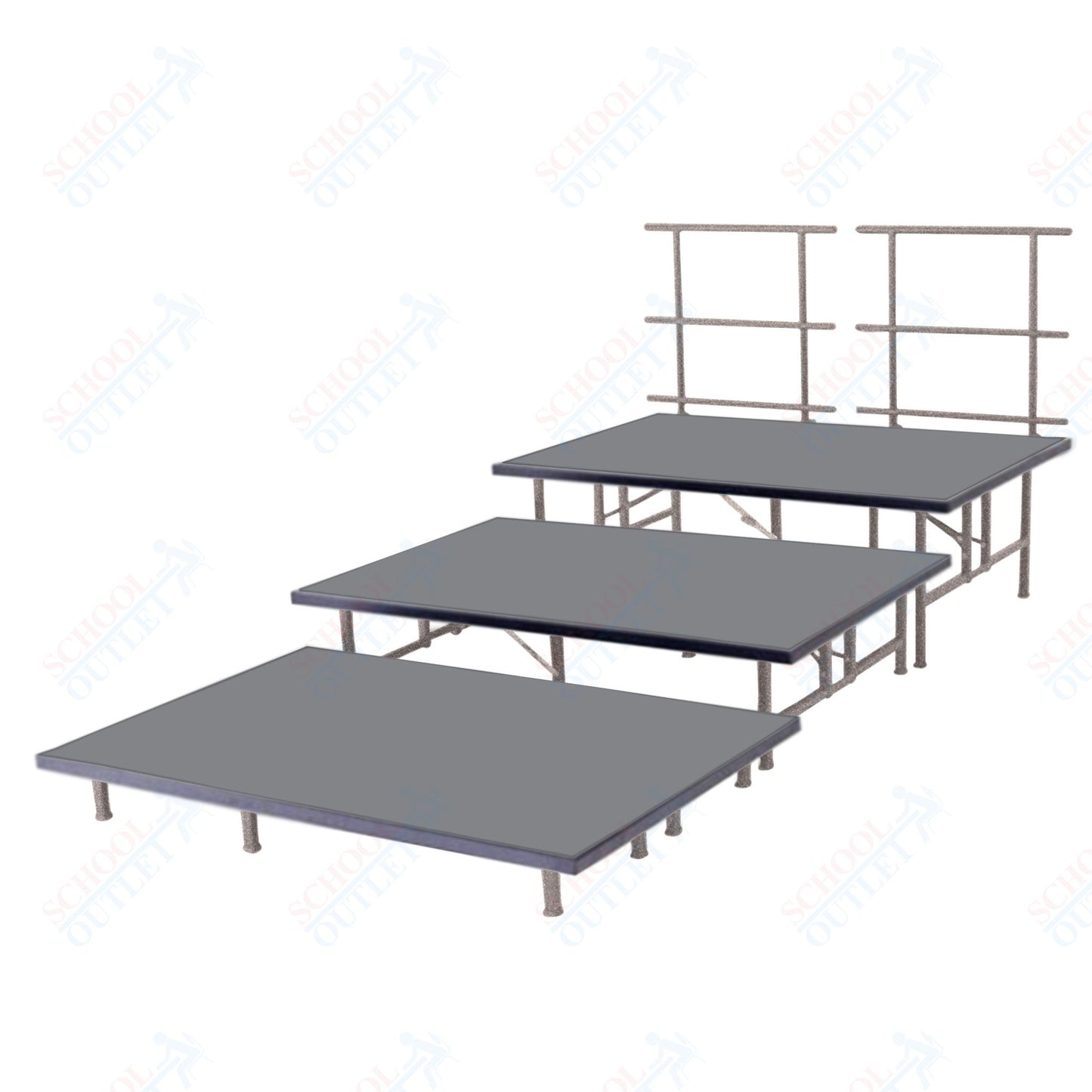 AmTab Fixed Height Riser Set - Polypropylene Top - 3 Levels - 9'L x 6'W x 24"H (108"L x 72"W x 24"H) (AmTab AMT-STC363P)