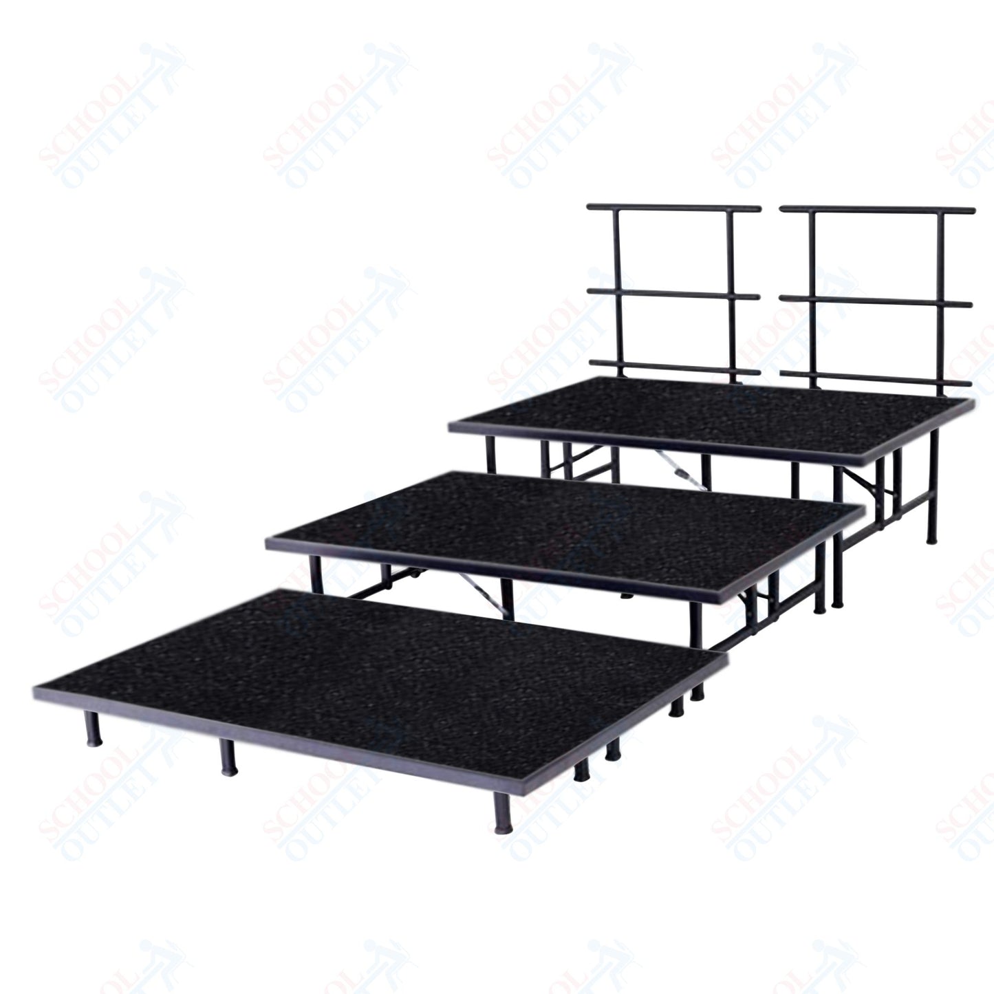 AmTab Fixed Height Riser Set - Carpet Top - 3 Levels - 9'L x 8'W x 24"H (108"L x 96"W x 24"H) (AmTab AMT-STC383C)