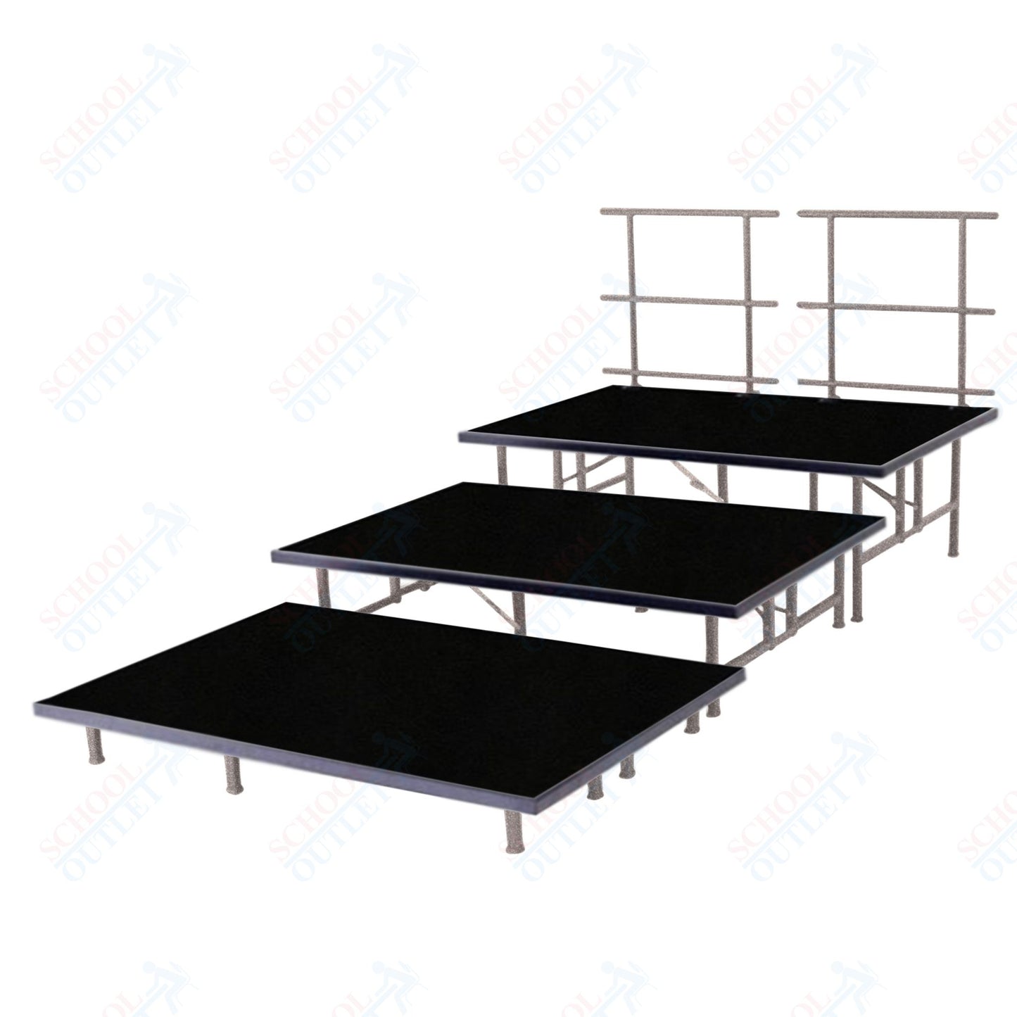 AmTab Fixed Height Riser Set - Carpet Top - 3 Levels - 9'L x 8'W x 24"H (108"L x 96"W x 24"H) (AmTab AMT-STC383C)