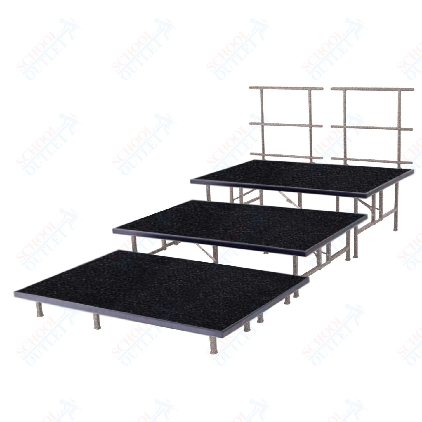 AmTab Fixed Height Riser Set - Carpet Top - 3 Levels - 9'L x 8'W x 24"H (108"L x 96"W x 24"H) (AmTab AMT-STC383C)