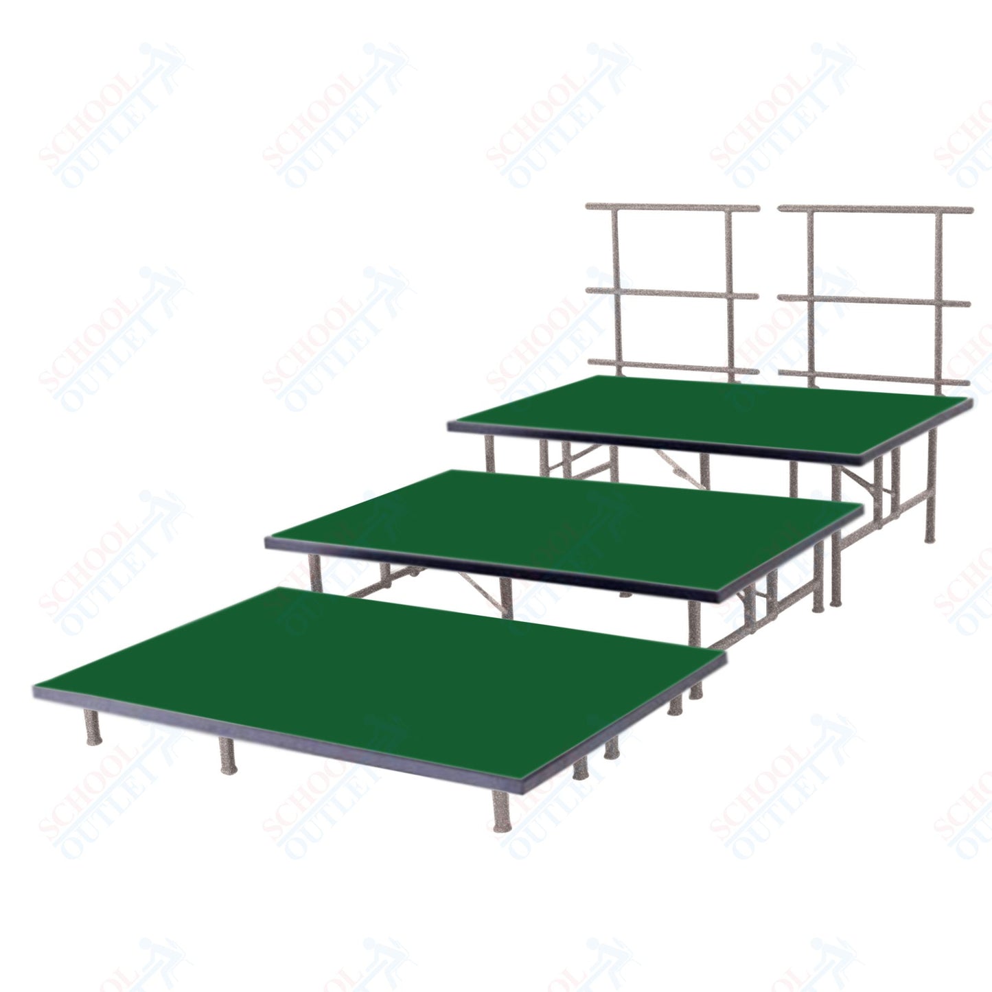 AmTab Fixed Height Riser Set - Carpet Top - 3 Levels - 9'L x 8'W x 24"H (108"L x 96"W x 24"H) (AmTab AMT-STC383C)