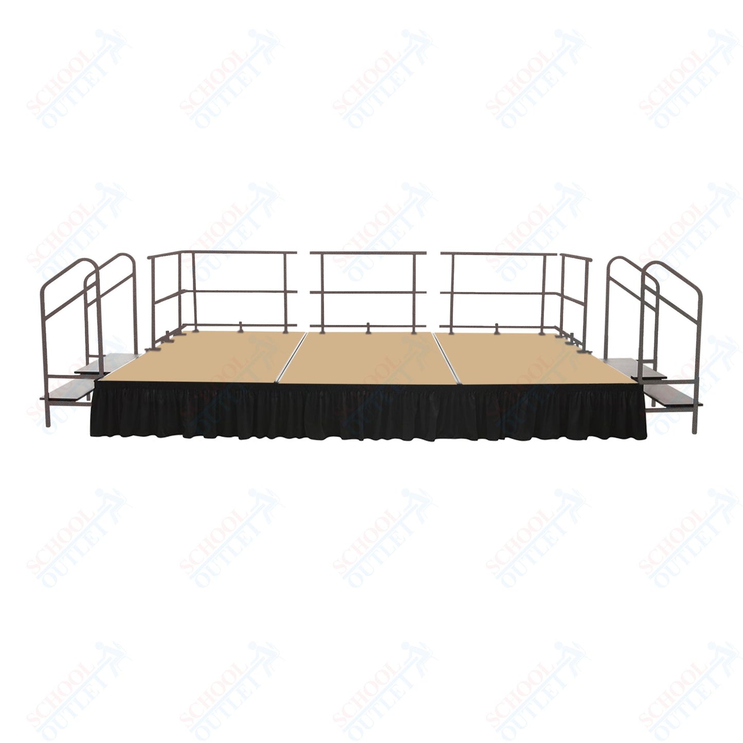 AmTab Fixed Height Stage Set - Carpet Top - 12'W x 32'L x 2'H (144"W x 384"L x 24"H) (AmTab AMT - STS123224C) - SchoolOutlet