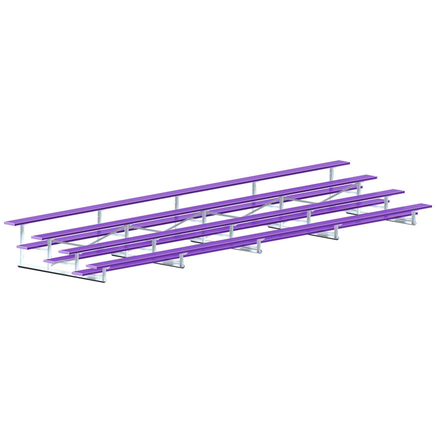 Jaypro Sports Bleacher - 4 Row - Single Foot Plank, Aluminum & Steel Bleachers, Powder Coated - 27' L (BLCH-427PC)
