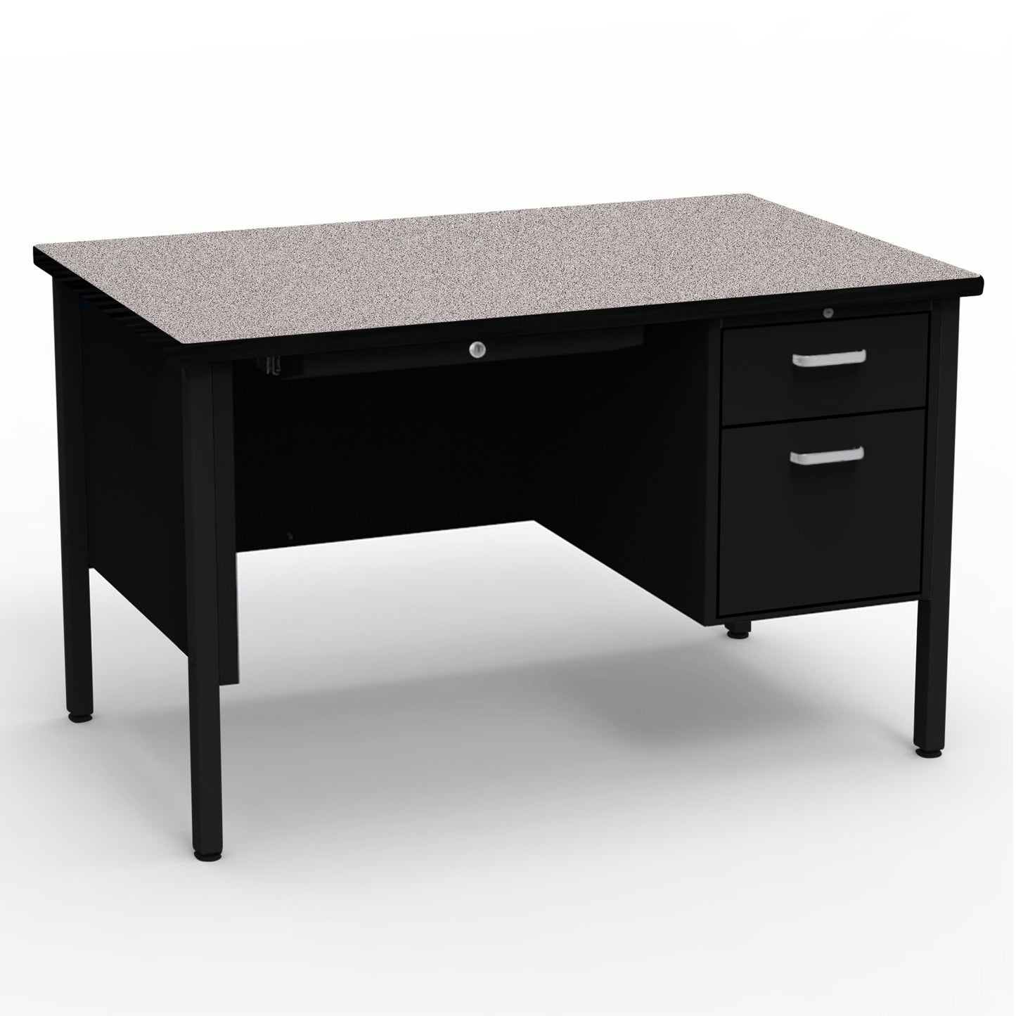 Virco 643 Single Pedestal Teacher Desk - 640 Series with a 30"D x 48"L High-pressure Laminate Surface