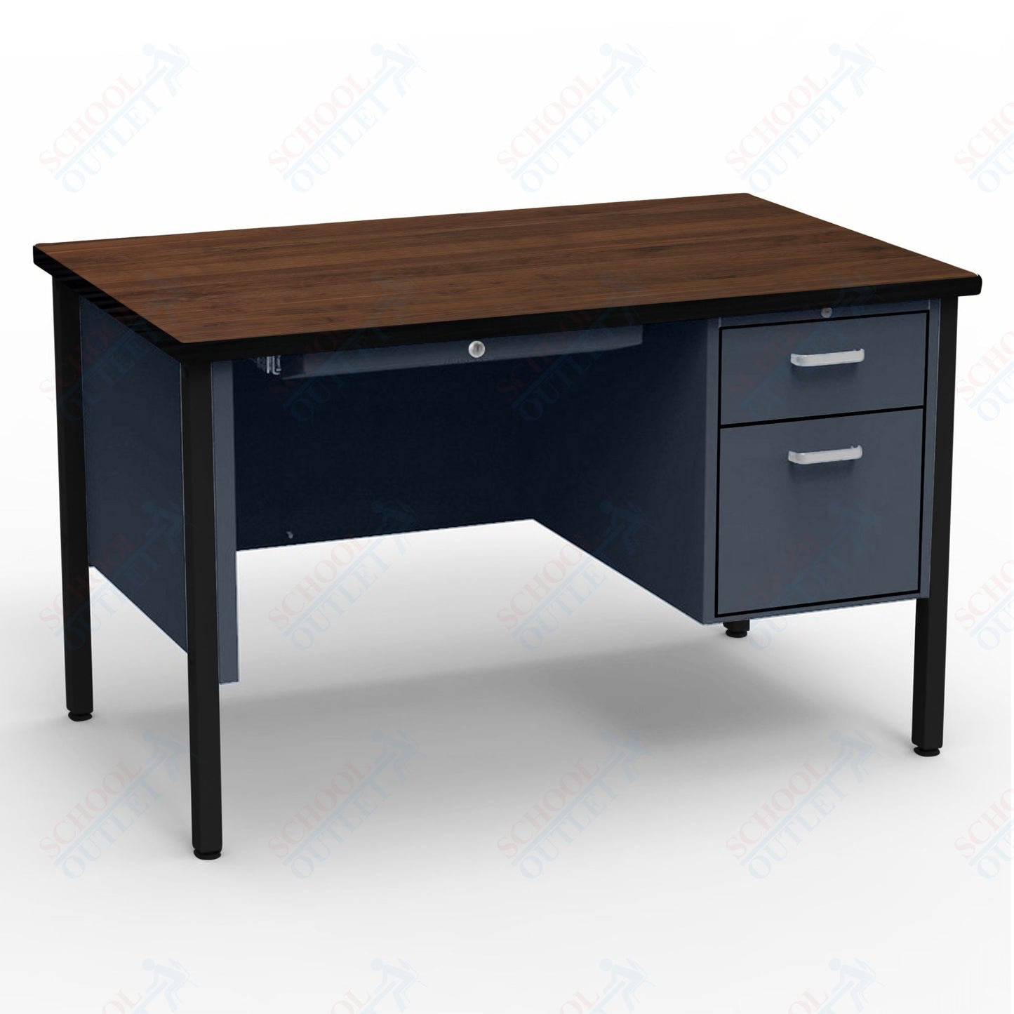 Virco 643 Single Pedestal Teacher Desk - 640 Series with a 30"D x 48"L High-pressure Laminate Surface