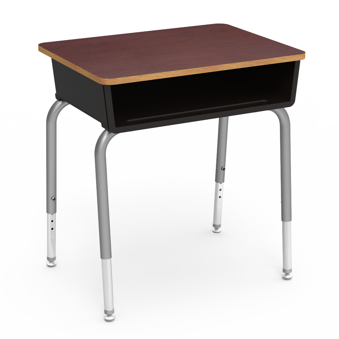 Virco 785 School Desk 18" x 24" Laminate Top with Plastic Open Front Book Box and Adjustable Height Legs for Students Elementary to University