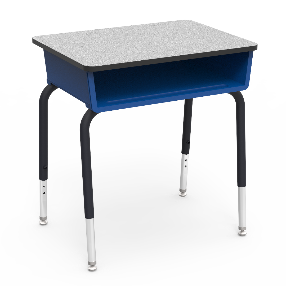 Virco 785 School Desk 18" x 24" Laminate Top with Plastic Open Front Book Box and Adjustable Height Legs for Students Elementary to University