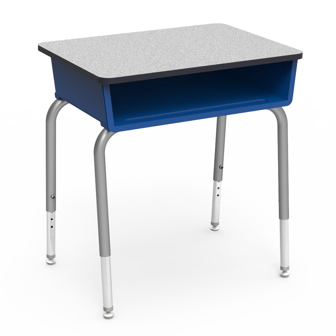 Virco 785 School Desk 18" x 24" Laminate Top with Plastic Open Front Book Box and Adjustable Height Legs for Students Elementary to University