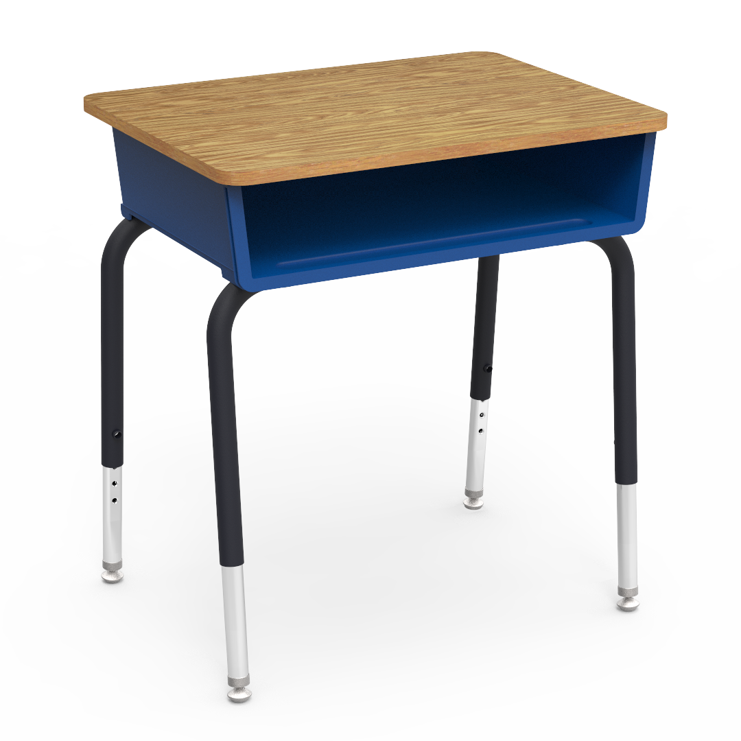 Virco 785 School Desk 18" x 24" Laminate Top with Plastic Open Front Book Box and Adjustable Height Legs for Students Elementary to University