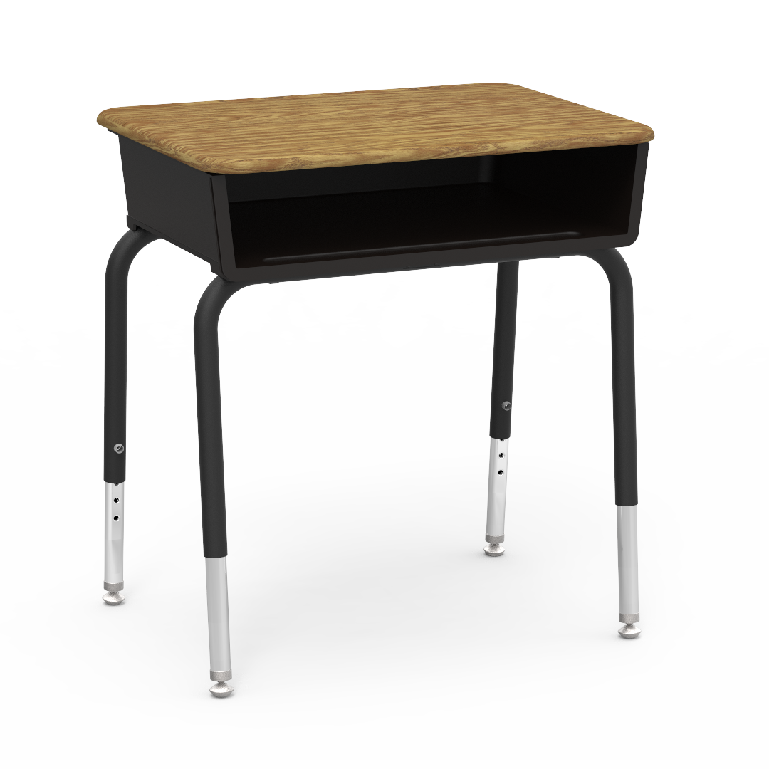 Virco 785M - Student Desk 18" x 24" Hard Plastic Top with Open Front Plastic Book Box and Adjustable Height Legs, for Classrooms and Schools