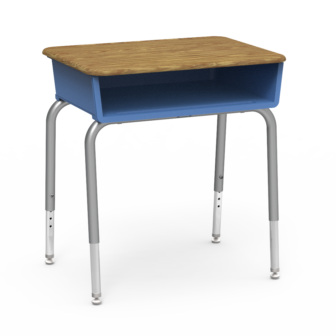 Virco 785M - Student Desk 18" x 24" Hard Plastic Top with Open Front Plastic Book Box and Adjustable Height Legs, for Classrooms and Schools