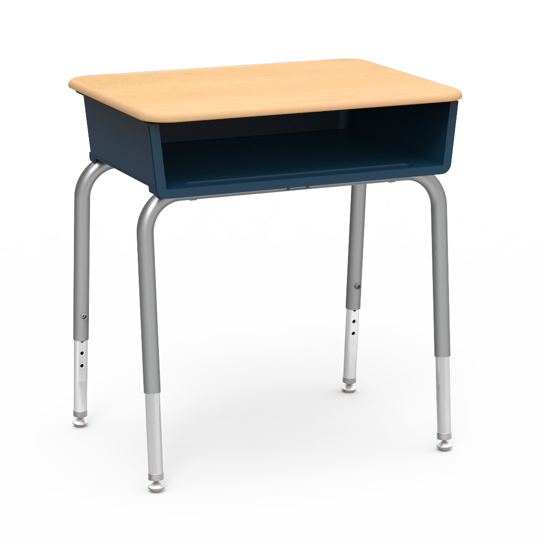 Virco 785M - Student Desk 18" x 24" Hard Plastic Top with Open Front Plastic Book Box and Adjustable Height Legs, for Classrooms and Schools