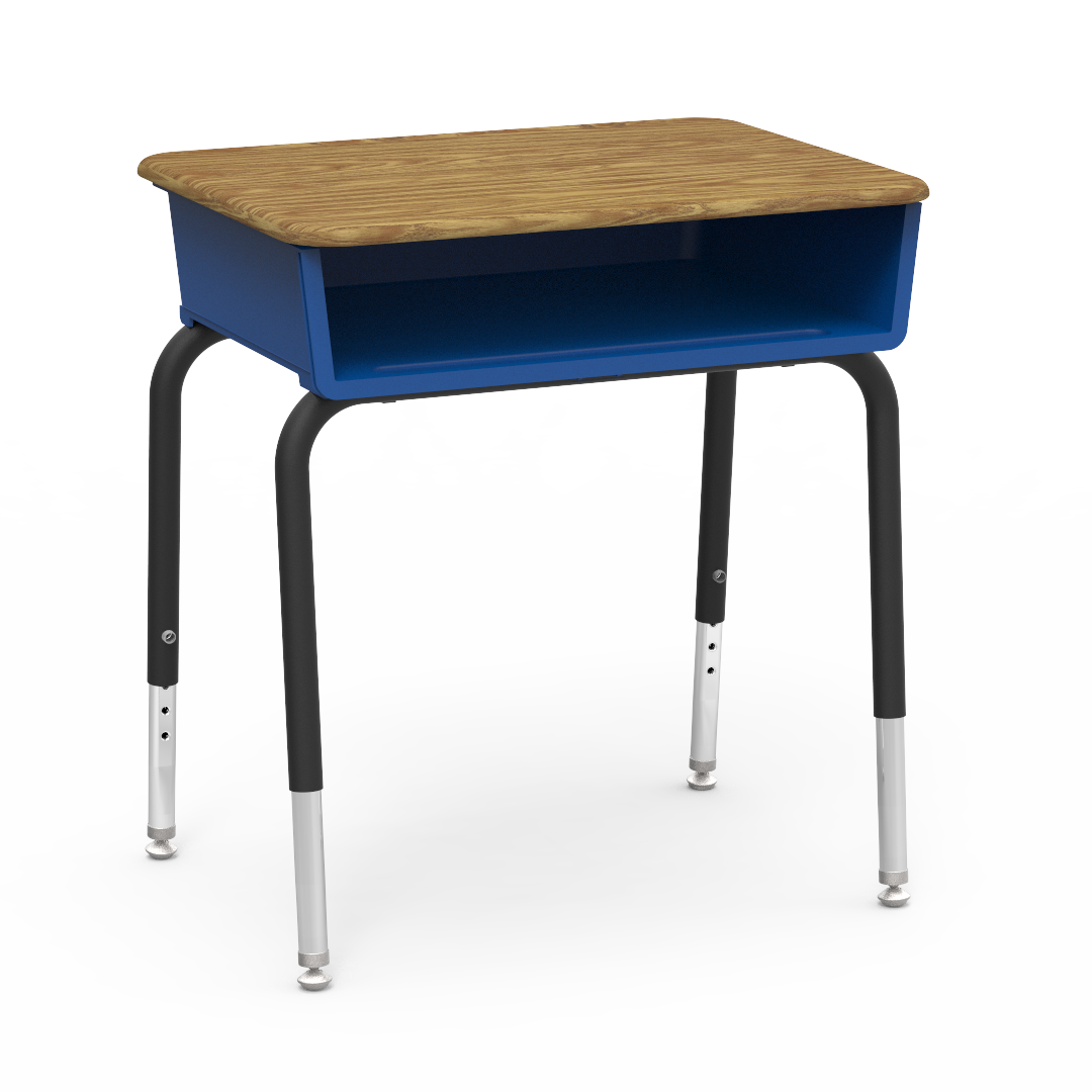 Virco 785M - Student Desk 18" x 24" Hard Plastic Top with Open Front Plastic Book Box and Adjustable Height Legs, for Classrooms and Schools