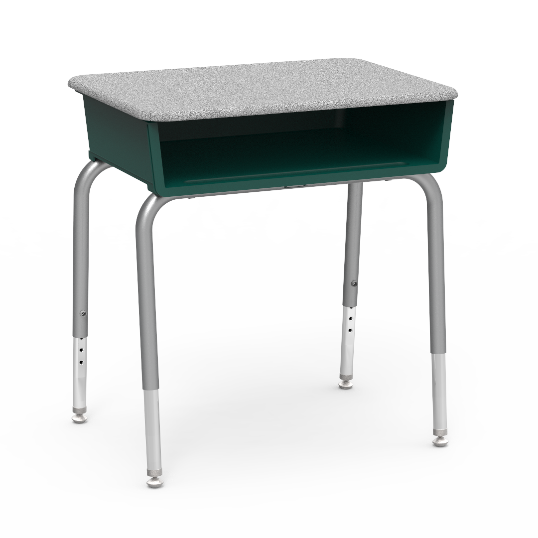 Virco 785M - Student Desk 18" x 24" Hard Plastic Top with Open Front Plastic Book Box and Adjustable Height Legs, for Classrooms and Schools