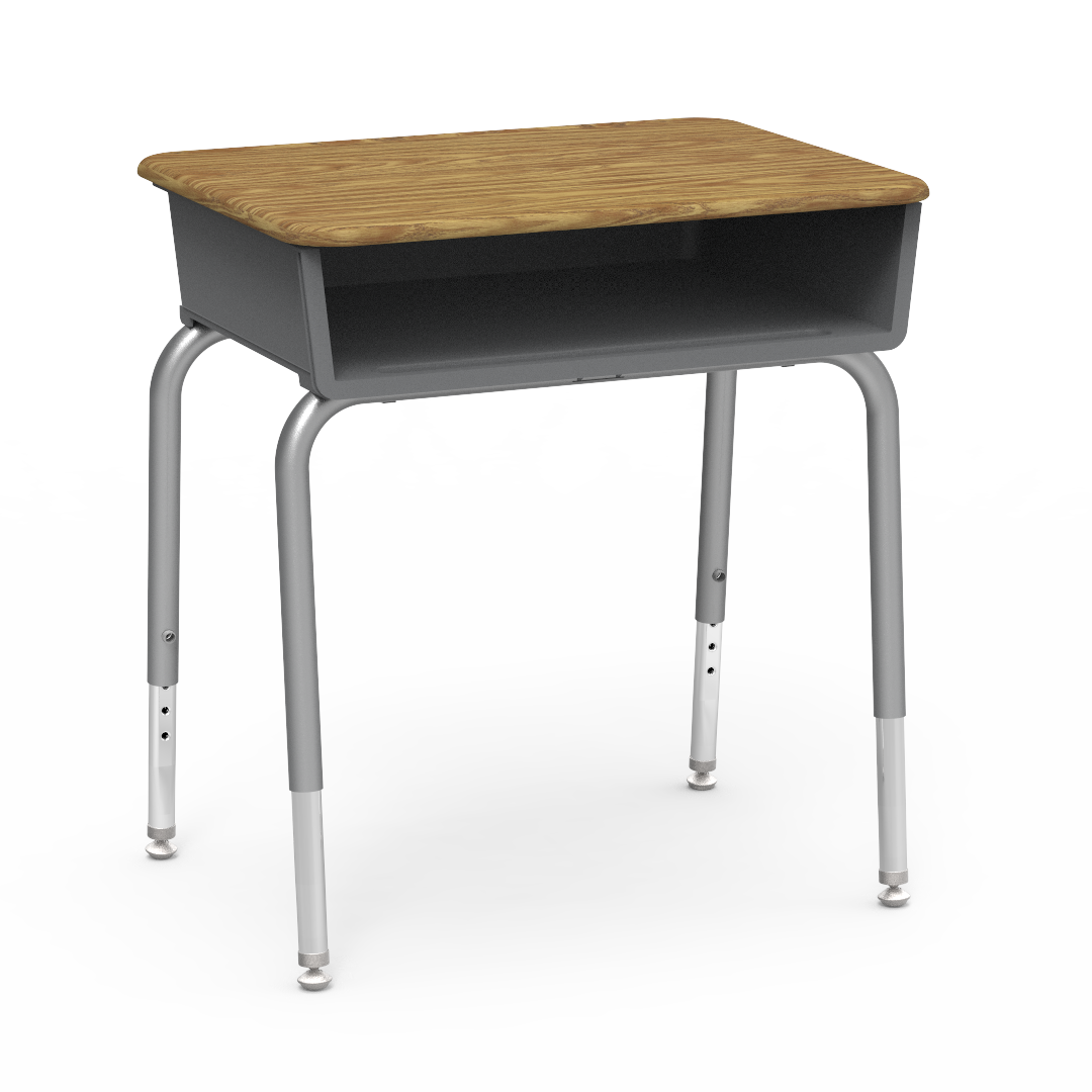 Virco 785M - Student Desk 18" x 24" Hard Plastic Top with Open Front Plastic Book Box and Adjustable Height Legs, for Classrooms and Schools