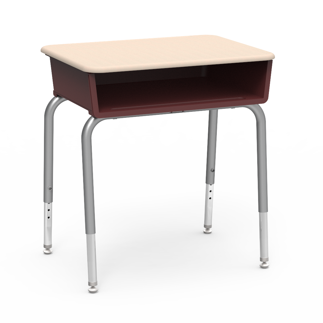 Virco 785M - Student Desk 18" x 24" Hard Plastic Top with Open Front Plastic Book Box and Adjustable Height Legs, for Classrooms and Schools