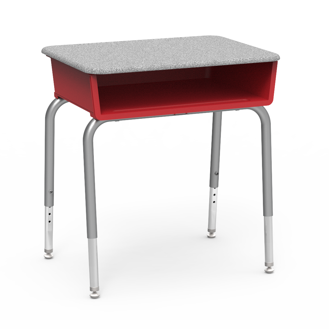 Virco 785M - Student Desk 18" x 24" Hard Plastic Top with Open Front Plastic Book Box and Adjustable Height Legs, for Classrooms and Schools