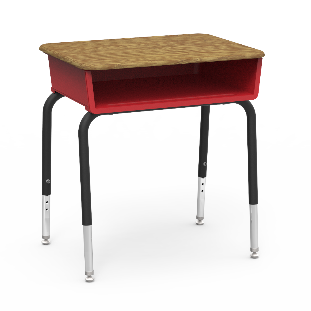 Virco 785M - Student Desk 18" x 24" Hard Plastic Top with Open Front Plastic Book Box and Adjustable Height Legs, for Classrooms and Schools