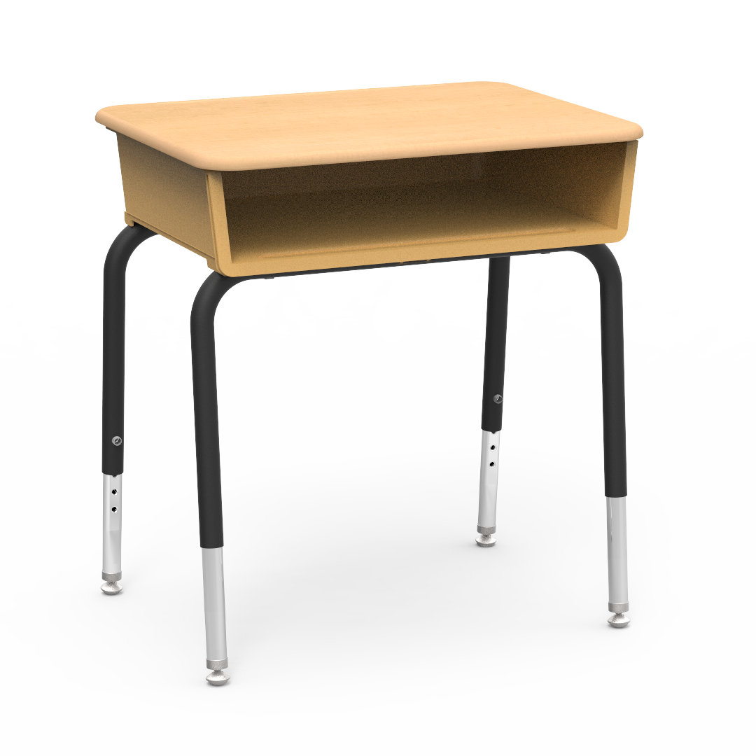 Virco 785M - Student Desk 18" x 24" Hard Plastic Top with Open Front Plastic Book Box and Adjustable Height Legs, for Classrooms and Schools