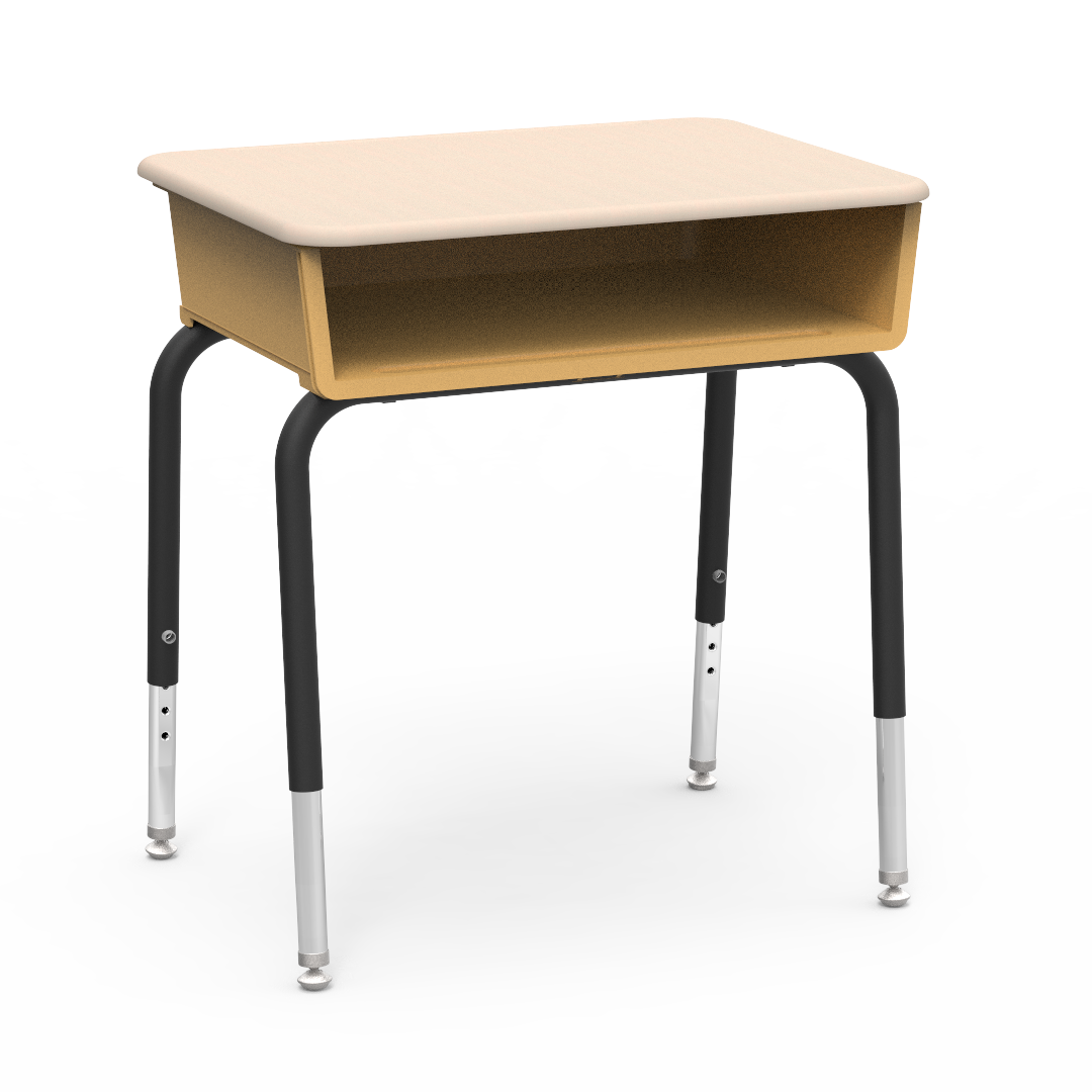 Virco 785M - Student Desk 18" x 24" Hard Plastic Top with Open Front Plastic Book Box and Adjustable Height Legs, for Classrooms and Schools