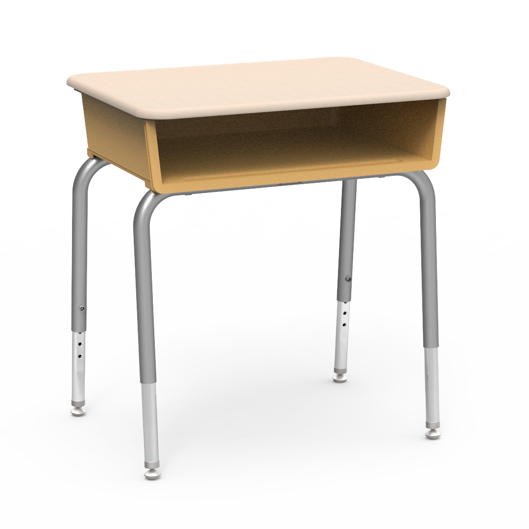 Virco 785M - Student Desk 18" x 24" Hard Plastic Top with Open Front Plastic Book Box and Adjustable Height Legs, for Classrooms and Schools