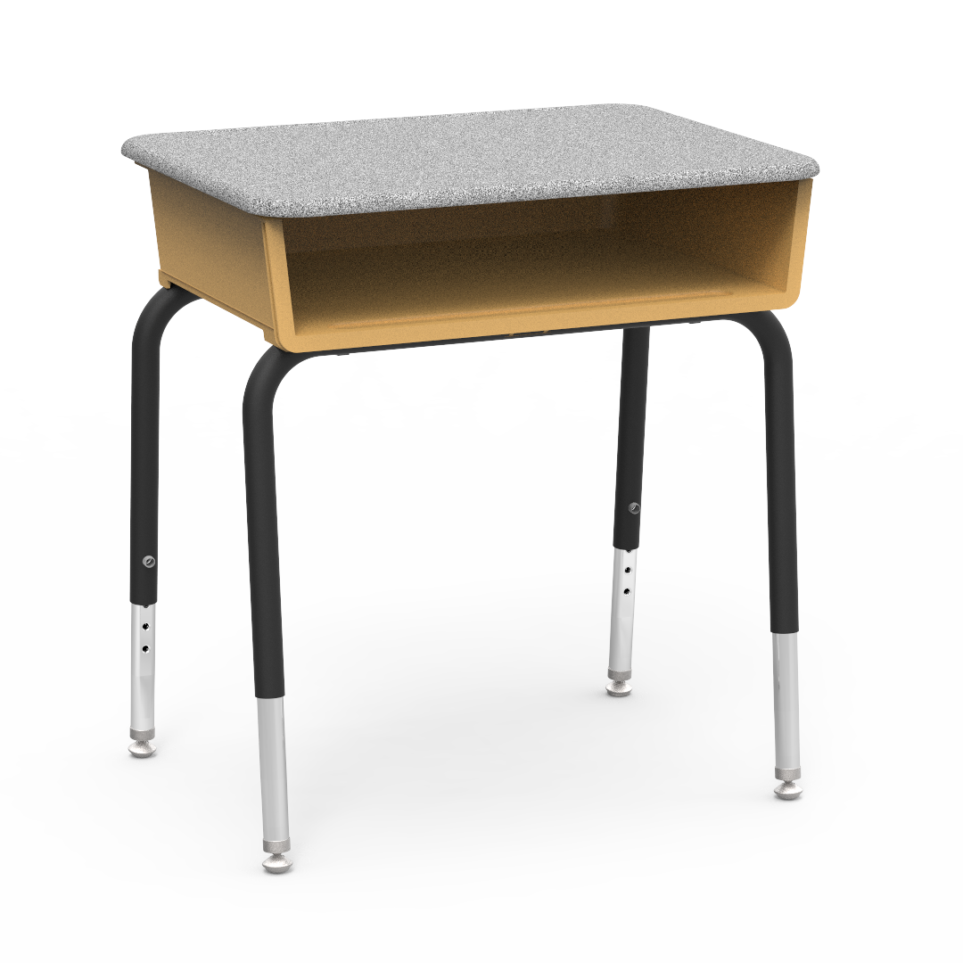 Virco 785M - Student Desk 18" x 24" Hard Plastic Top with Open Front Plastic Book Box and Adjustable Height Legs, for Classrooms and Schools