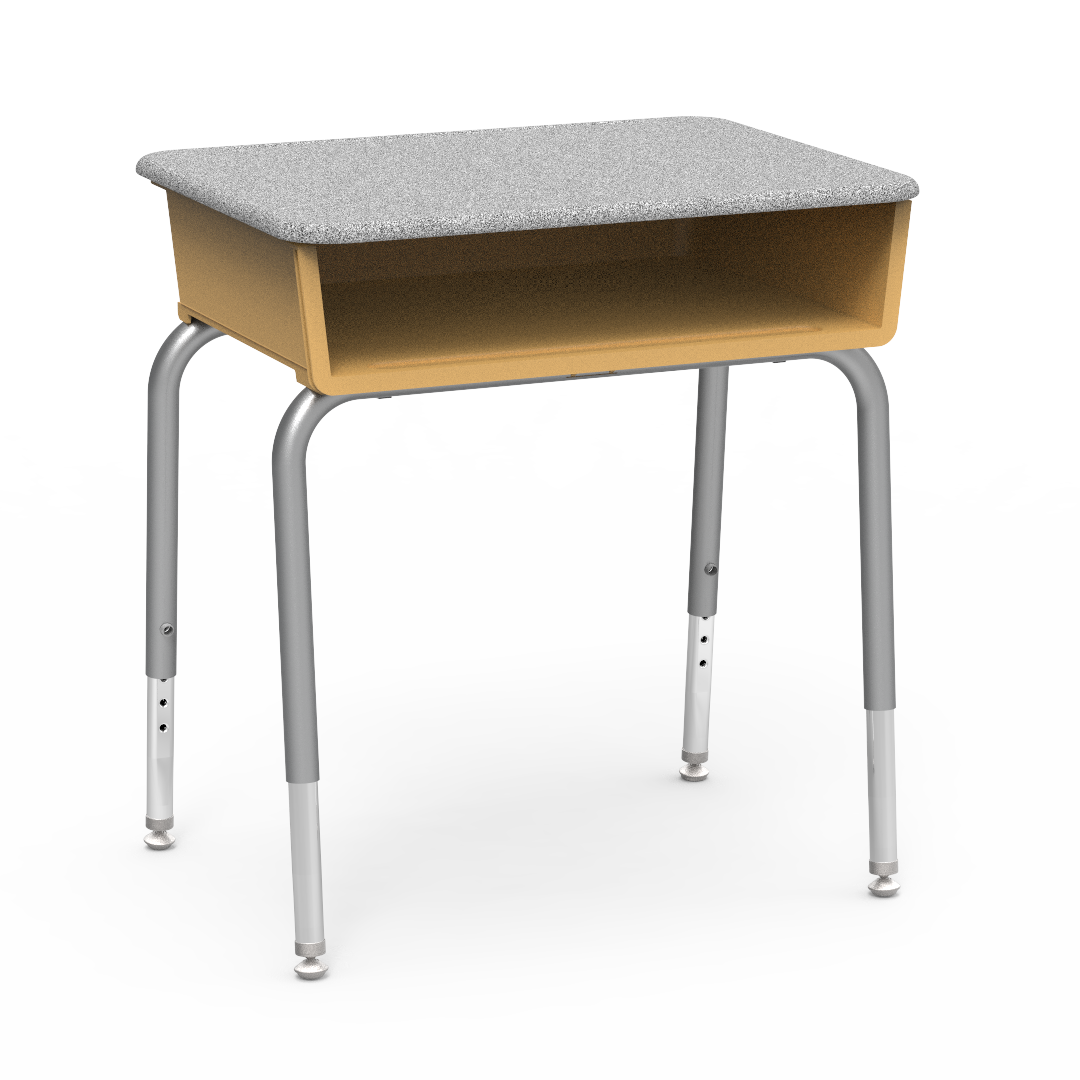 Virco 785M - Student Desk 18" x 24" Hard Plastic Top with Open Front Plastic Book Box and Adjustable Height Legs, for Classrooms and Schools