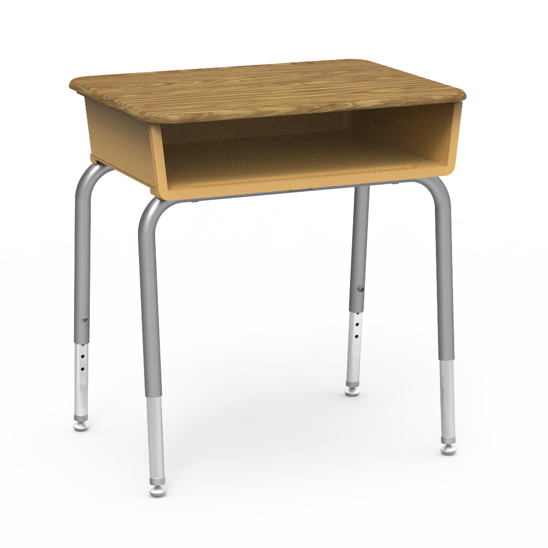 Virco 785M - Student Desk 18" x 24" Hard Plastic Top with Open Front Plastic Book Box and Adjustable Height Legs, for Classrooms and Schools