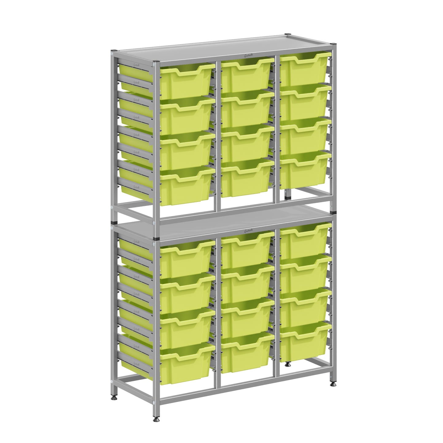 Gratnells Dynamis Lab & Healthcare Combo Cart Set Silver with 24 Deep Trays (GRA-DYAT344-XX-002)