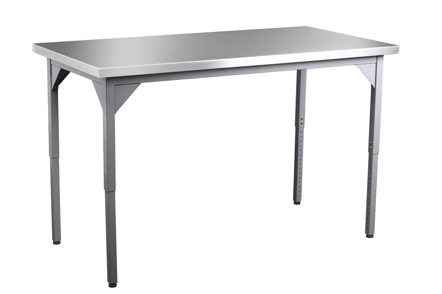 NPS Heavy Duty Adjustable Height Table Stainless Steel Top with Safety Return 36"W x 72"L x 22"-37"H (NPS-HDTX-3672STRET-ADJ)