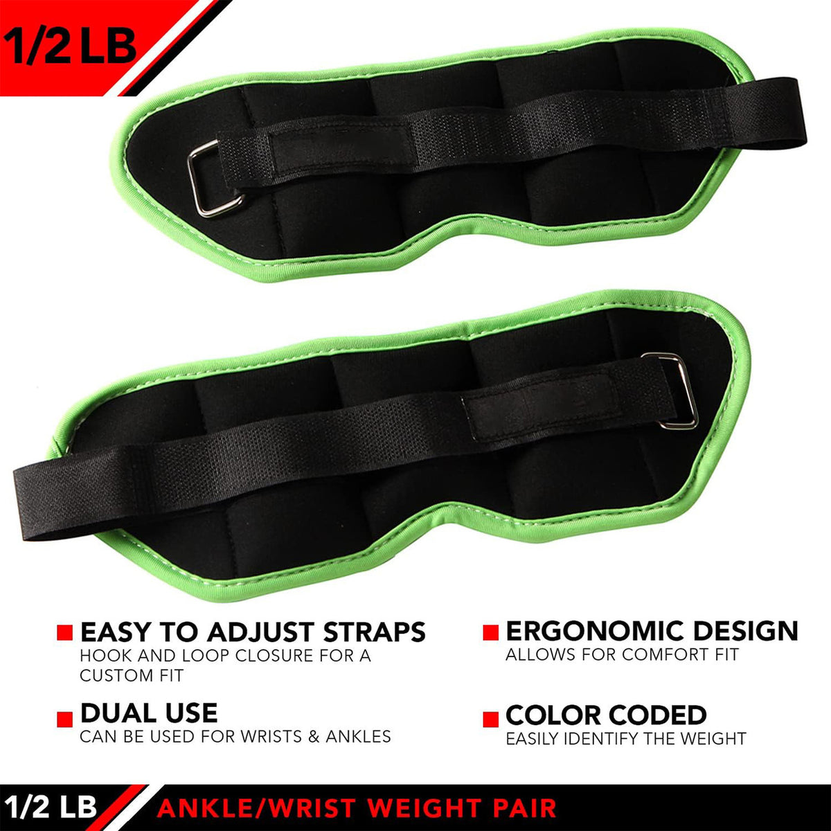 Champion Sports JFIT Adjustable Ankle Weights Strength Training 0.5 lb Pair (Set of 2) (CMP-J-AKW05)