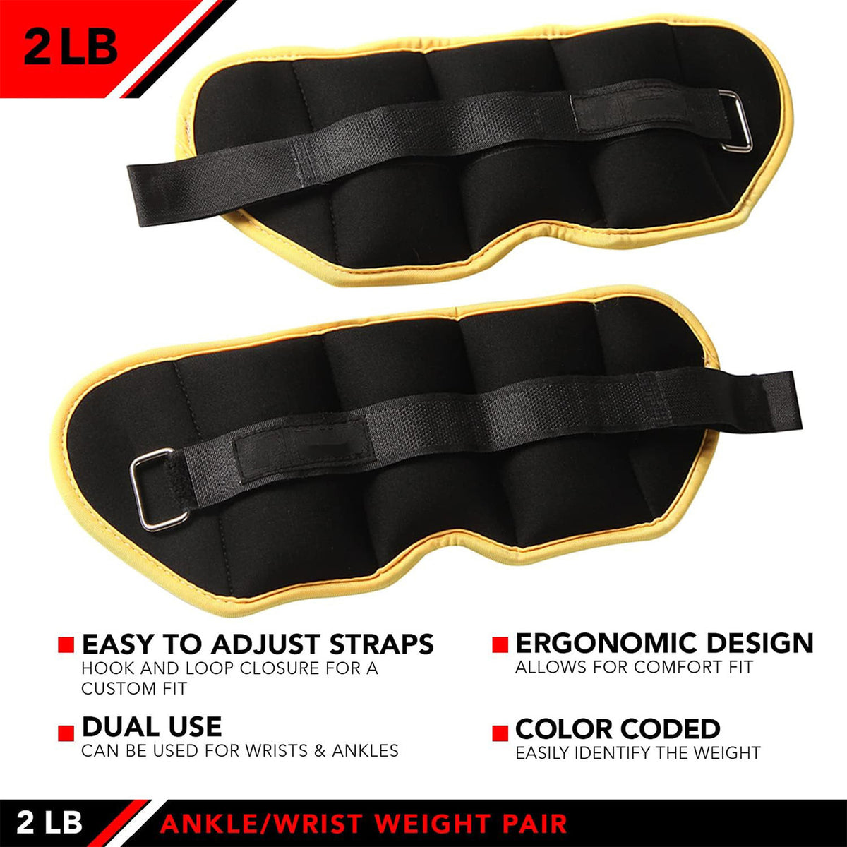 Champion Sports JFIT Adjustable Ankle Weights Strength Training 2 lb Pair (Set of 2) (CMP-J-AKW2)