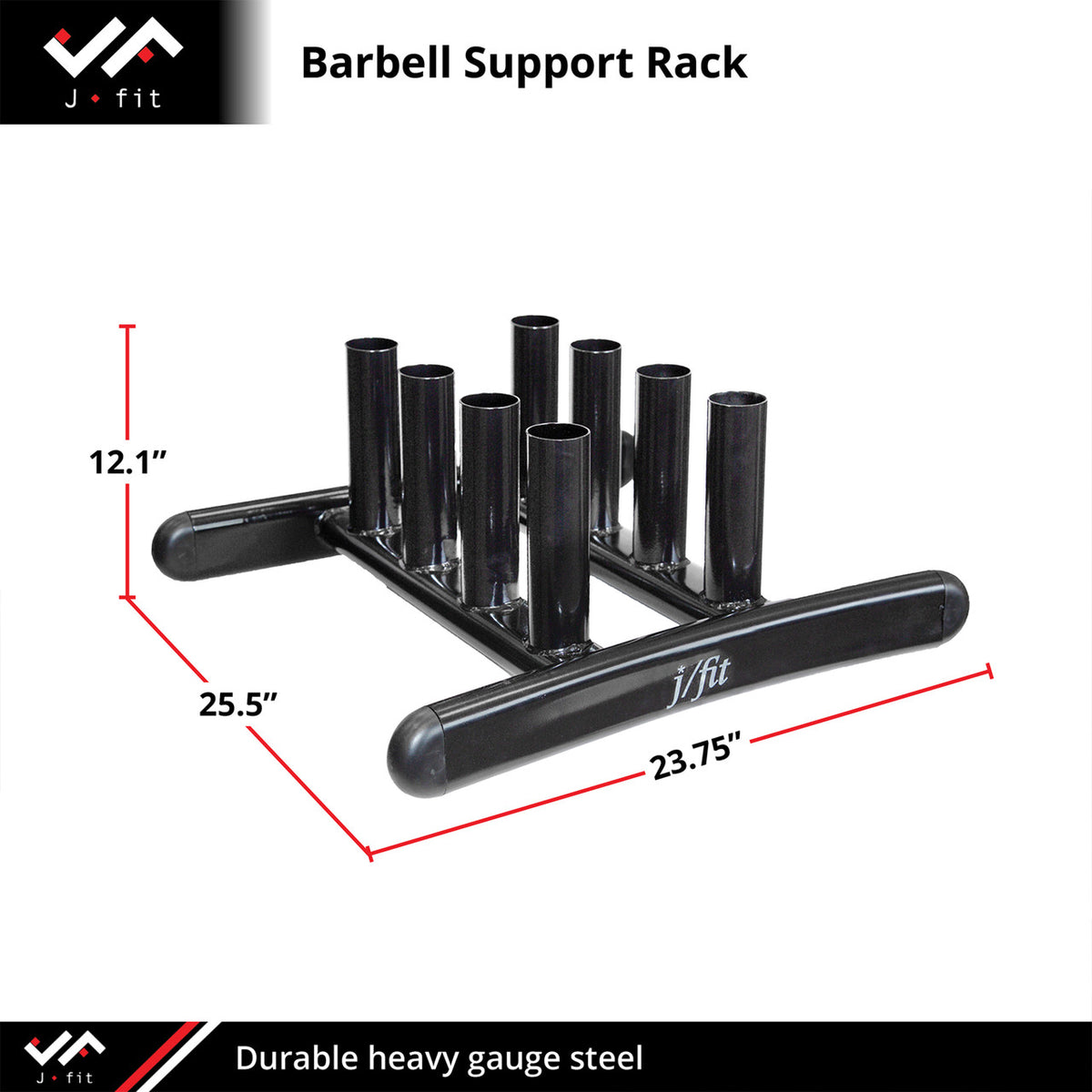 Champion Sports JFIT Olympic Barbell Support Rack Heavy-Duty Steel Storage Black (CMP-J-BBSRACK)