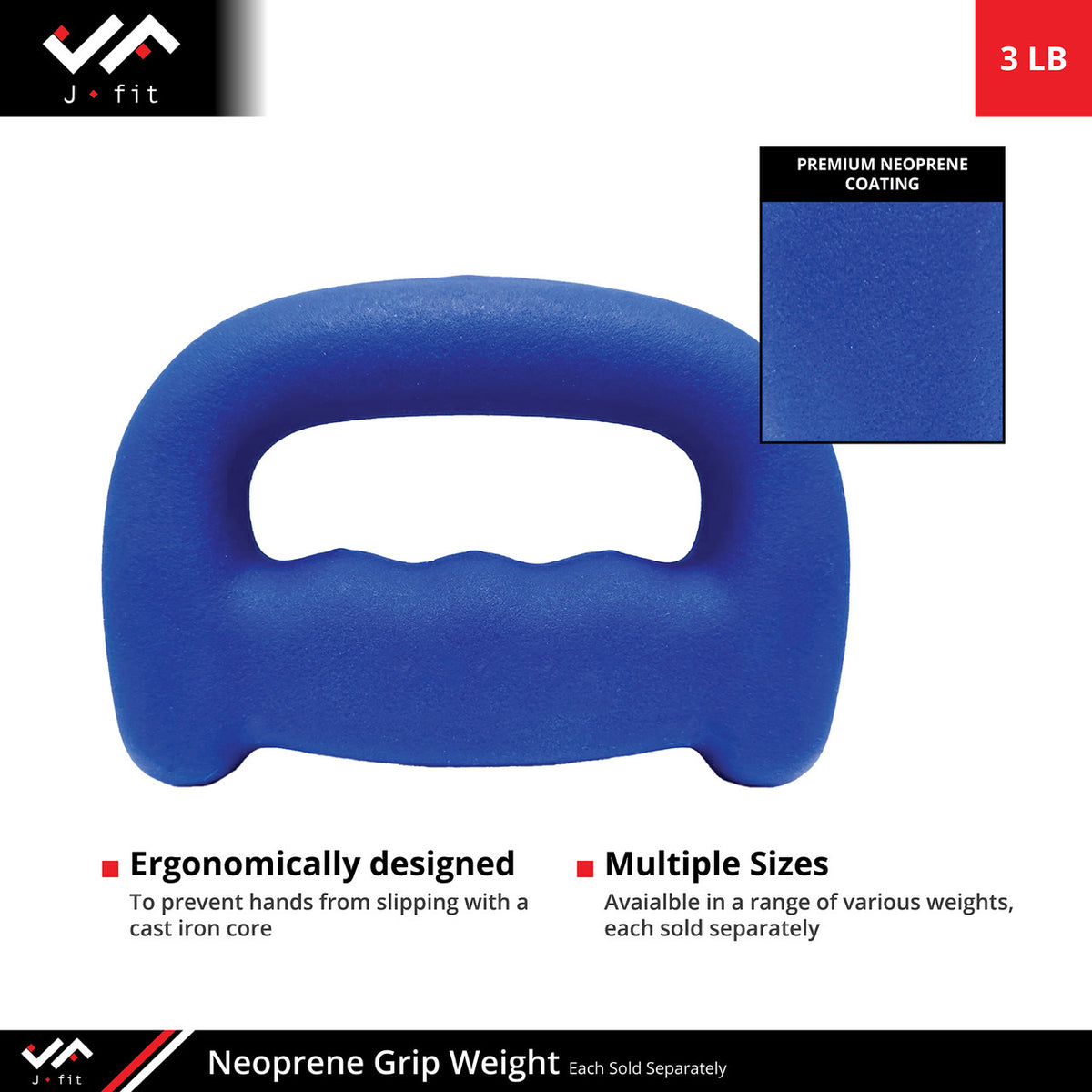 Champion Sports JFIT Neoprene Grip Weight Hand Training 3 lb Single (CMP-J-GWNEO3)