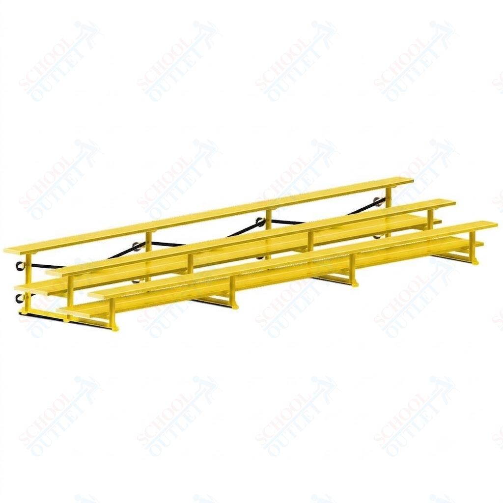 Jaypro Sports Bleacher - 3 Row - Tip & Roll, Double Foot Plank, Powder Coated - 21' L (BLDP-321TRGPC)